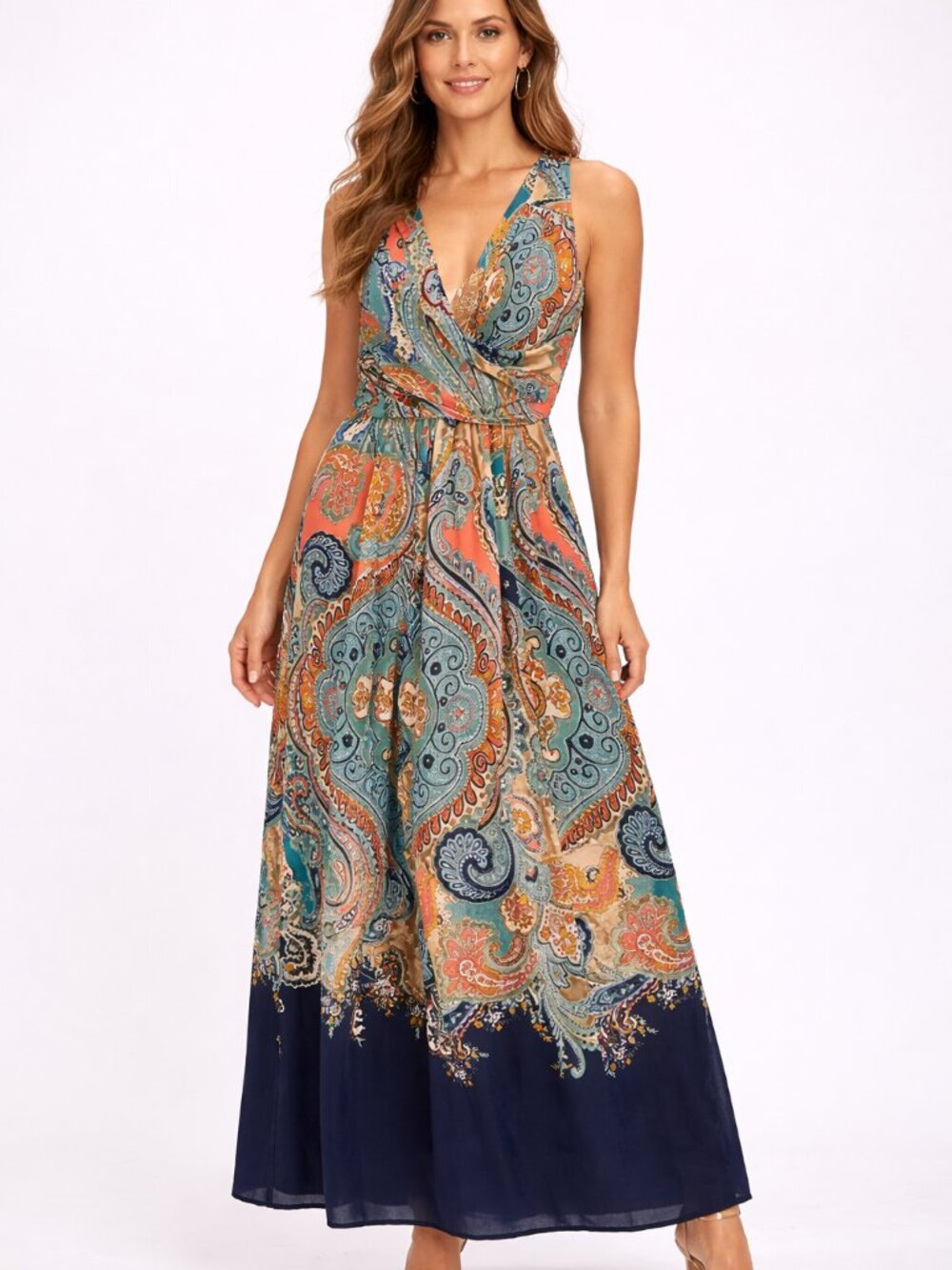 Maeve Maxi Dress Paisley Boho Sleeveless Flowy Summer Wedding Beach Size 4‎